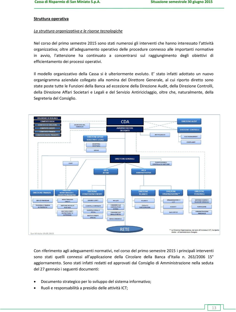 atti ità organizzati a; olt e all adegua e to operativo delle procedure connesso alle importanti normative in avvio, l'attenzione ha continuato a concentrarsi sul raggiungimento degli obiettivi di