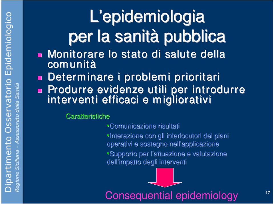 Caratteristiche Comunicazione risultati Interazione con gli interlocutori dei piani operativi e