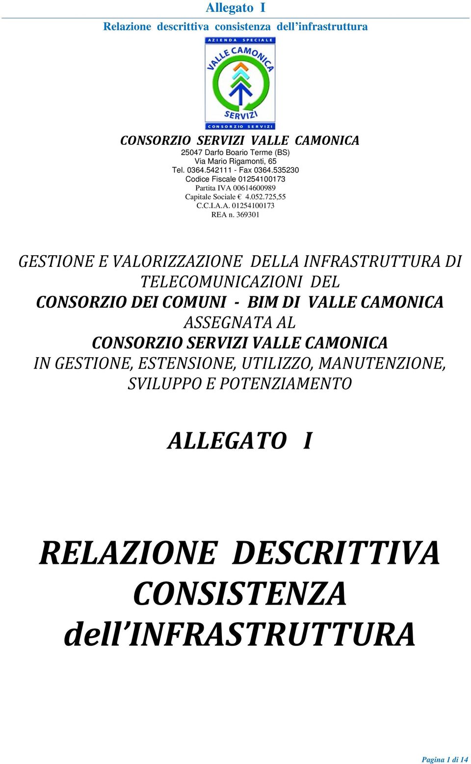 369301 GESTIONE E VALORIZZAZIONE DELLA INFRASTRUTTURA DI TELECOMUNICAZIONI DEL CONSORZIO DEI COMUNI BIM DI VALLE CAMONICA ASSEGNATA AL CONSORZIO