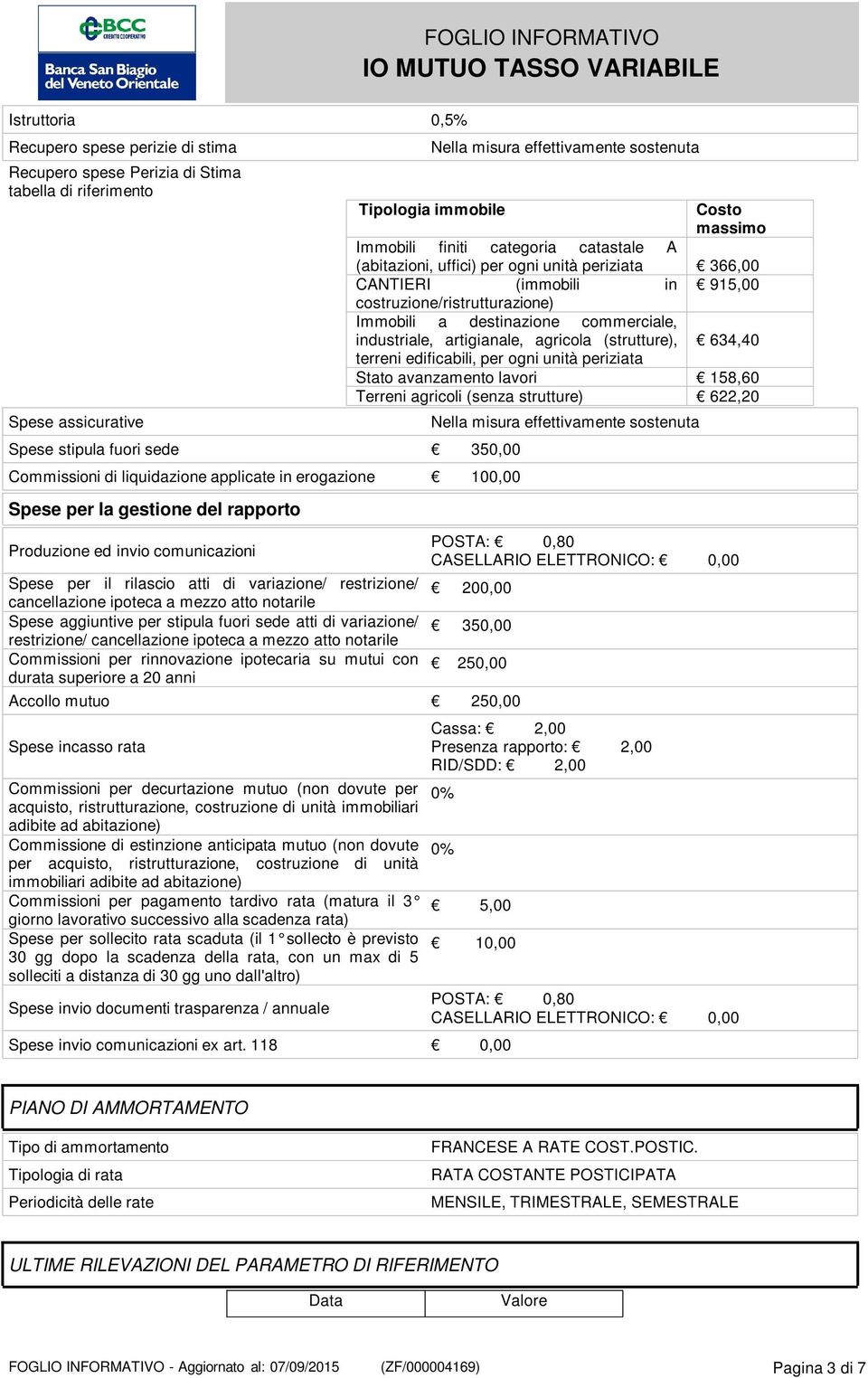 aggiuntive per stipula fuori sede atti di variazione/ restrizione/ cancellazione ipoteca a mezzo atto notarile Commissioni per rinnovazione ipotecaria su mutui con durata superiore a 20 anni Nella