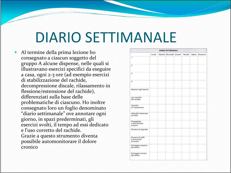 differenziati sulla base delle problematiche di ciascuno.