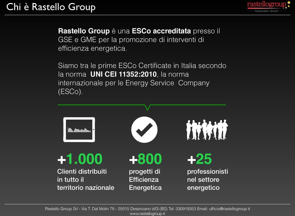 Siamo tra le prime ESCo Certificate in Italia secondo la norma UNI CEI 11352:2010, la norma