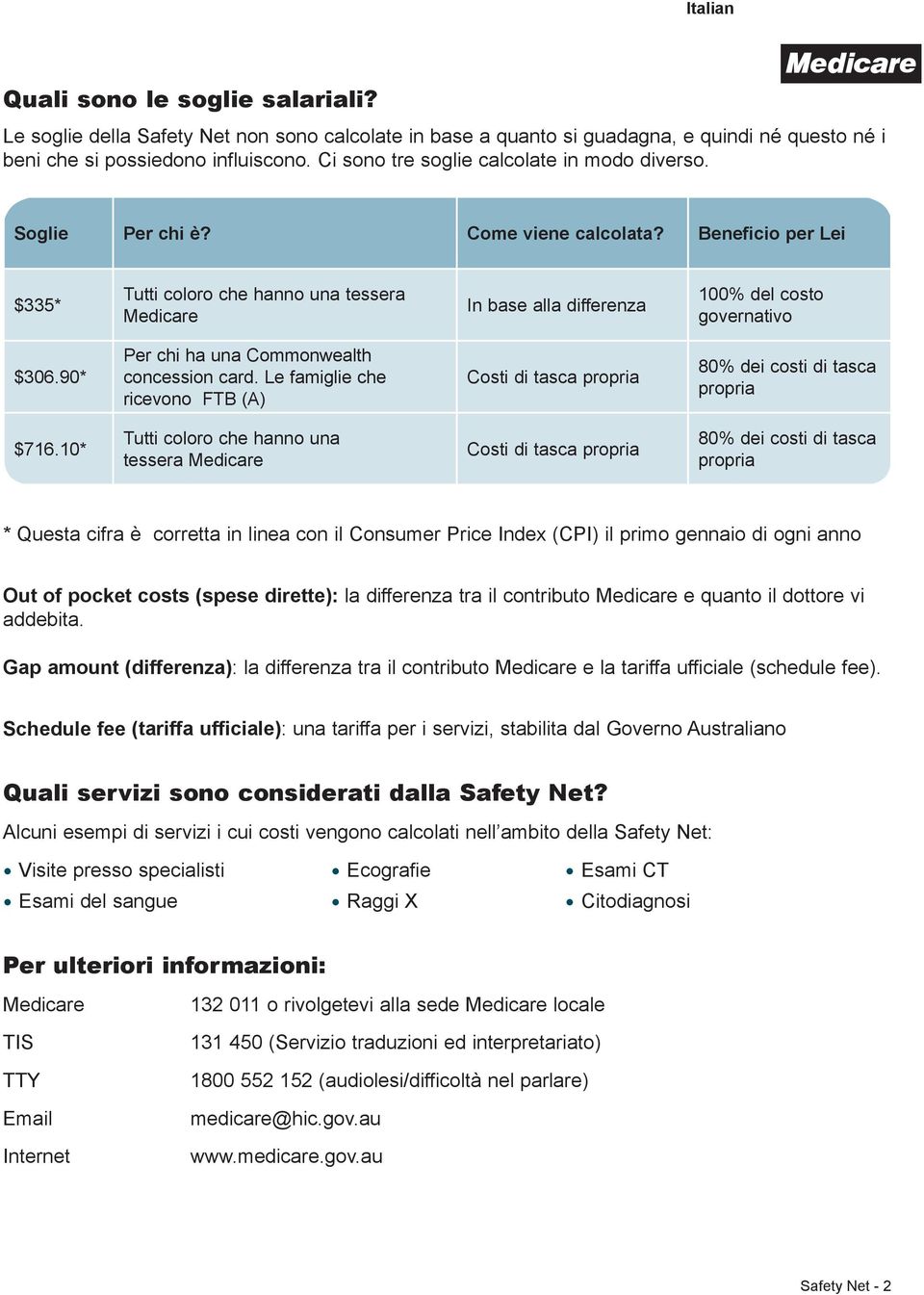 Beneficio per Lei $335* Tutti coloro che hanno una tessera Medicare In base alla differenza 100% del costo governativo $306.90* Per chi ha una Commonwealth concession card.