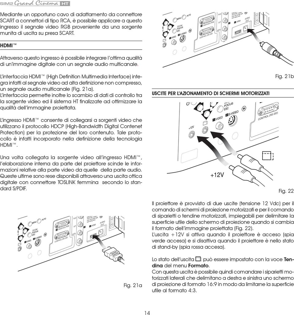 HDMI AUDIO OUT HDMI Attraverso questo ingresso è possibile integrare l ottima qualità di un immagine digitale con un segnale audio multicanale.