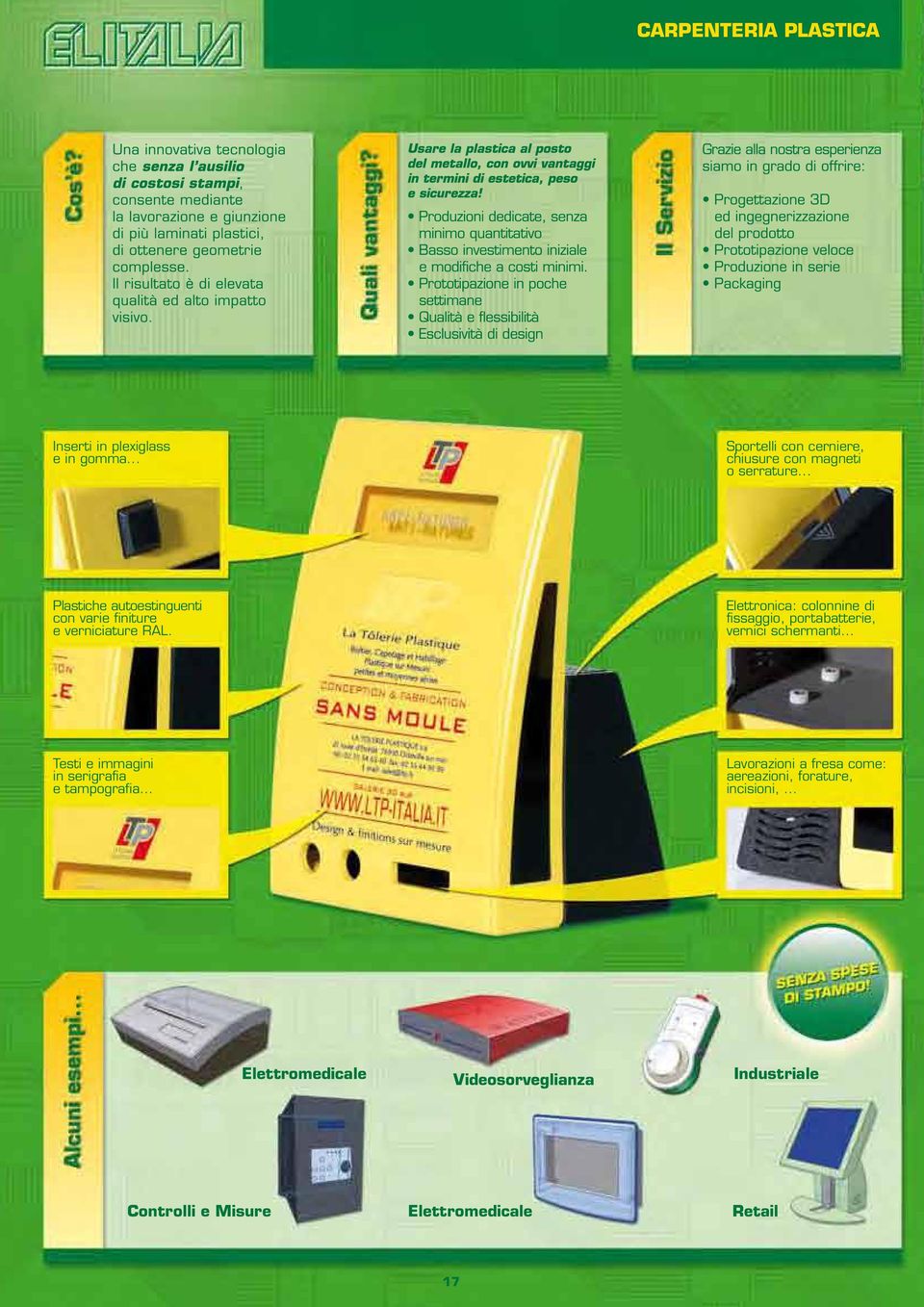 Elettronica: colonnine di fissaggio, portabatterie, vernici schermanti.