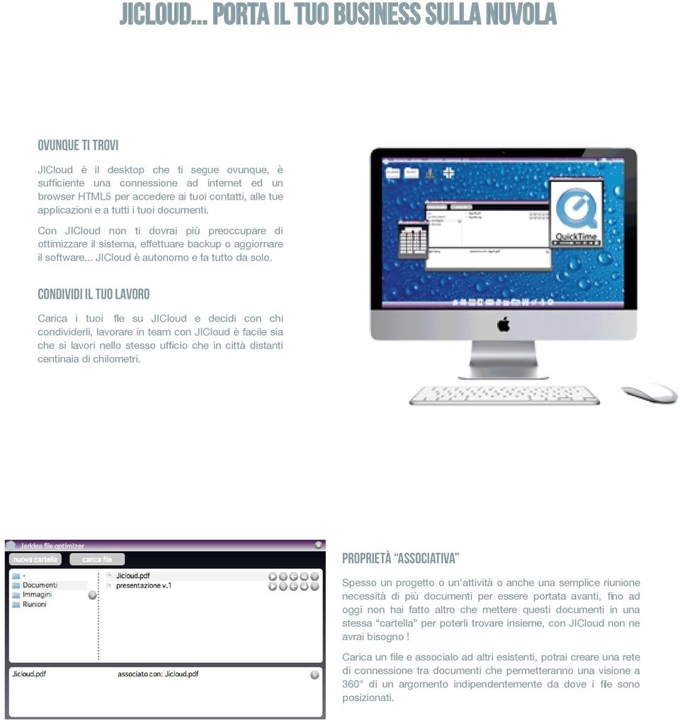 applicazioni e a tutti i tuoi documenti. Con JICloud non ti dovrai più preoccupare di ottimizzare il sistema, effettuare backup o aggiornare il software... JICloud è autonomo e fa tutto da solo.