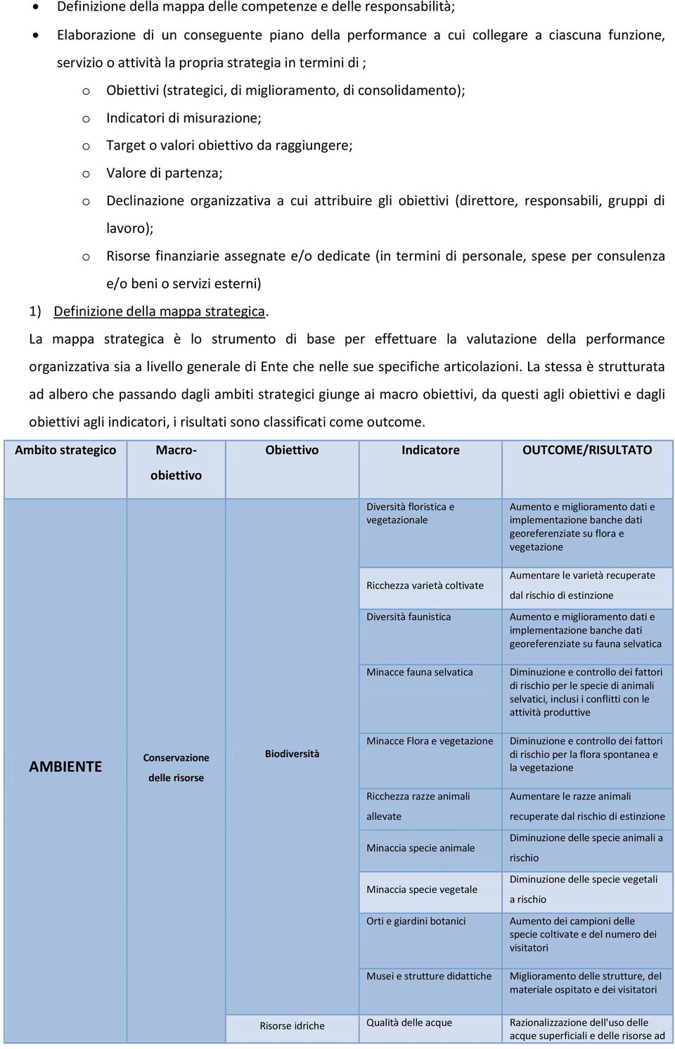 organizzativa a cui attribuire gli obiettivi (direttore, responsabili, gruppi di lavoro); o Risorse finanziarie assegnate e/o dedicate (in termini di personale, spese per consulenza e/o beni o