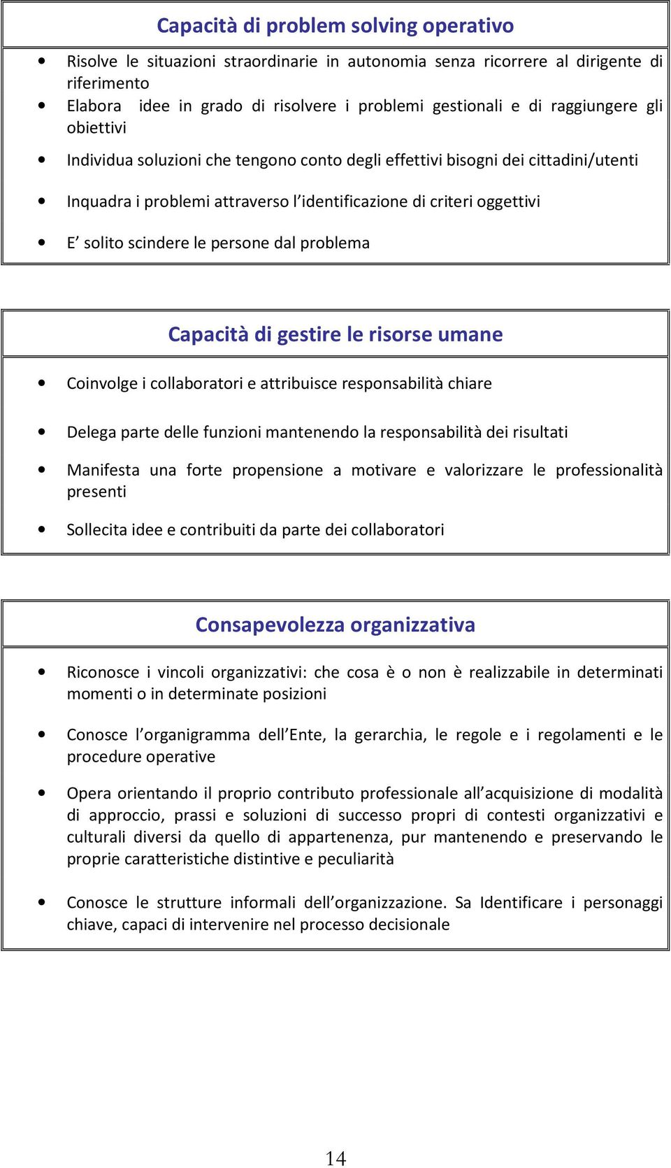 persone dal problema Capacità di gestire le risorse umane Coinvolge i collaboratori e attribuisce responsabilità chiare Delega parte delle funzioni mantenendo la responsabilità dei risultati