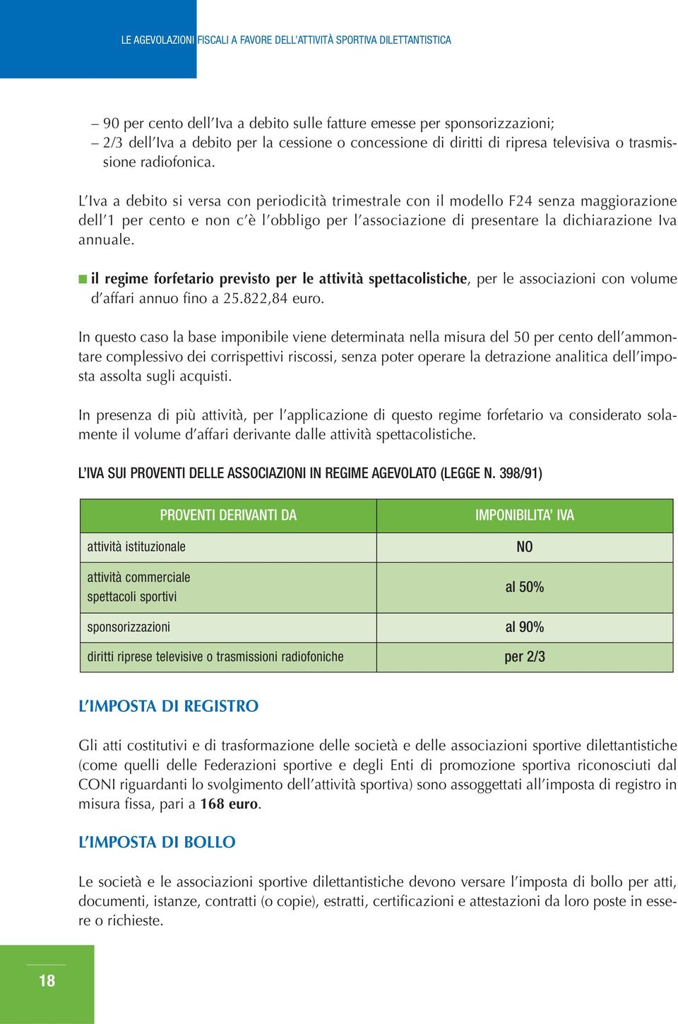 il regime forfetario previsto per le attività spettacolistiche, per le associazioni con volume d affari annuo fino a 25.822,84 euro.