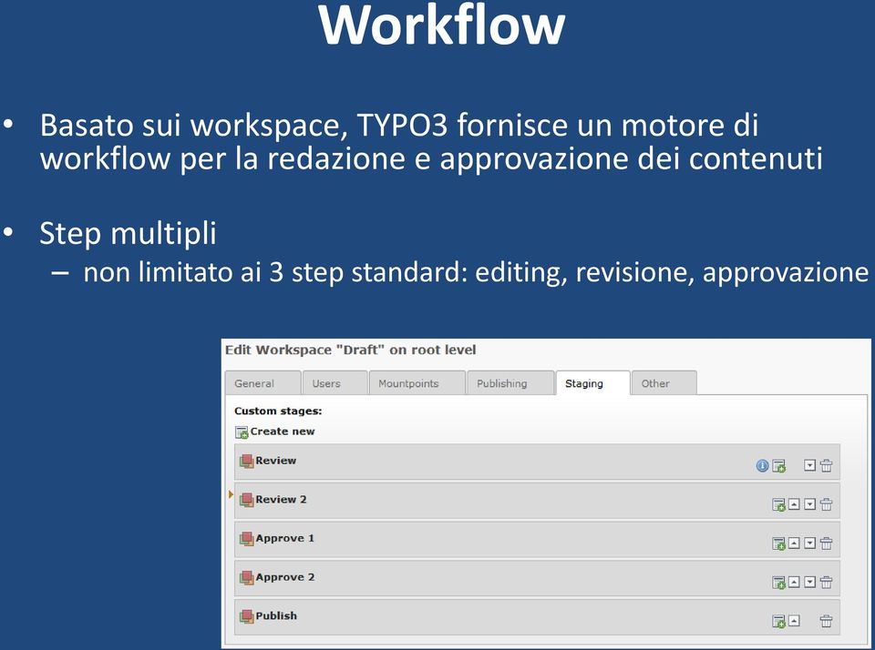 approvazione dei contenuti Step multipli non