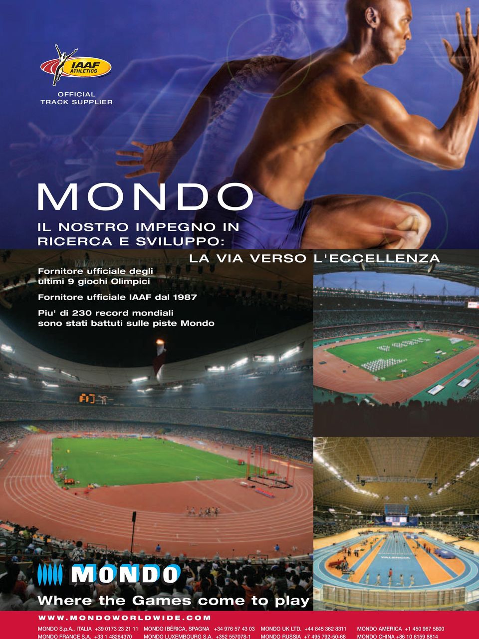 MONDOWORLDWIDE.COM MONDO S.p.A., ITALIA +39 0173 23 21 11 MONDO FRANCE S.A. +33 1 48264370 MONDO IBÉRICA, SPAGNA +34 976 57 43 03 MONDO LUXEMBOURG S.