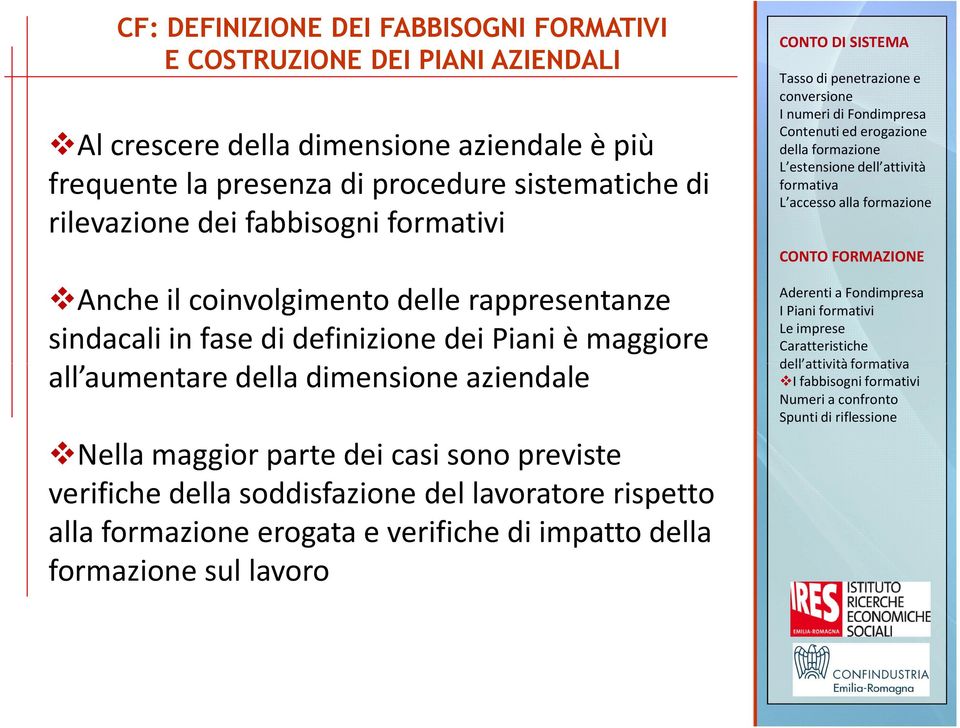 sindacali in fase di definizione dei Piani è maggiore all aumentare della dimensione aziendale Nella maggior parte dei casi sono