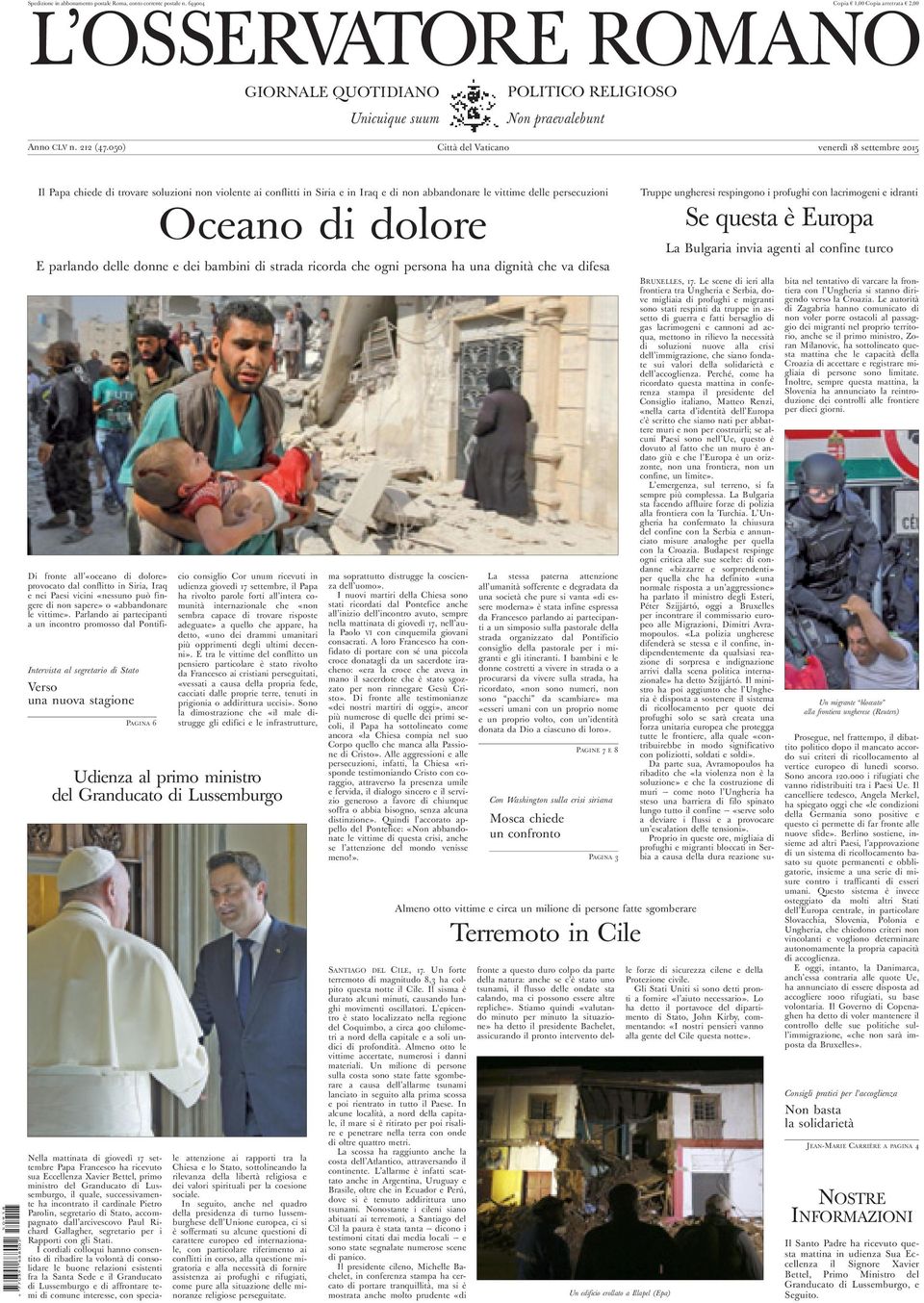 0 5 0 ) Città del Vaticano venerdì 18 settembre 2015. y(7ha3j1*qsskkm( +,!"!}!=!:!