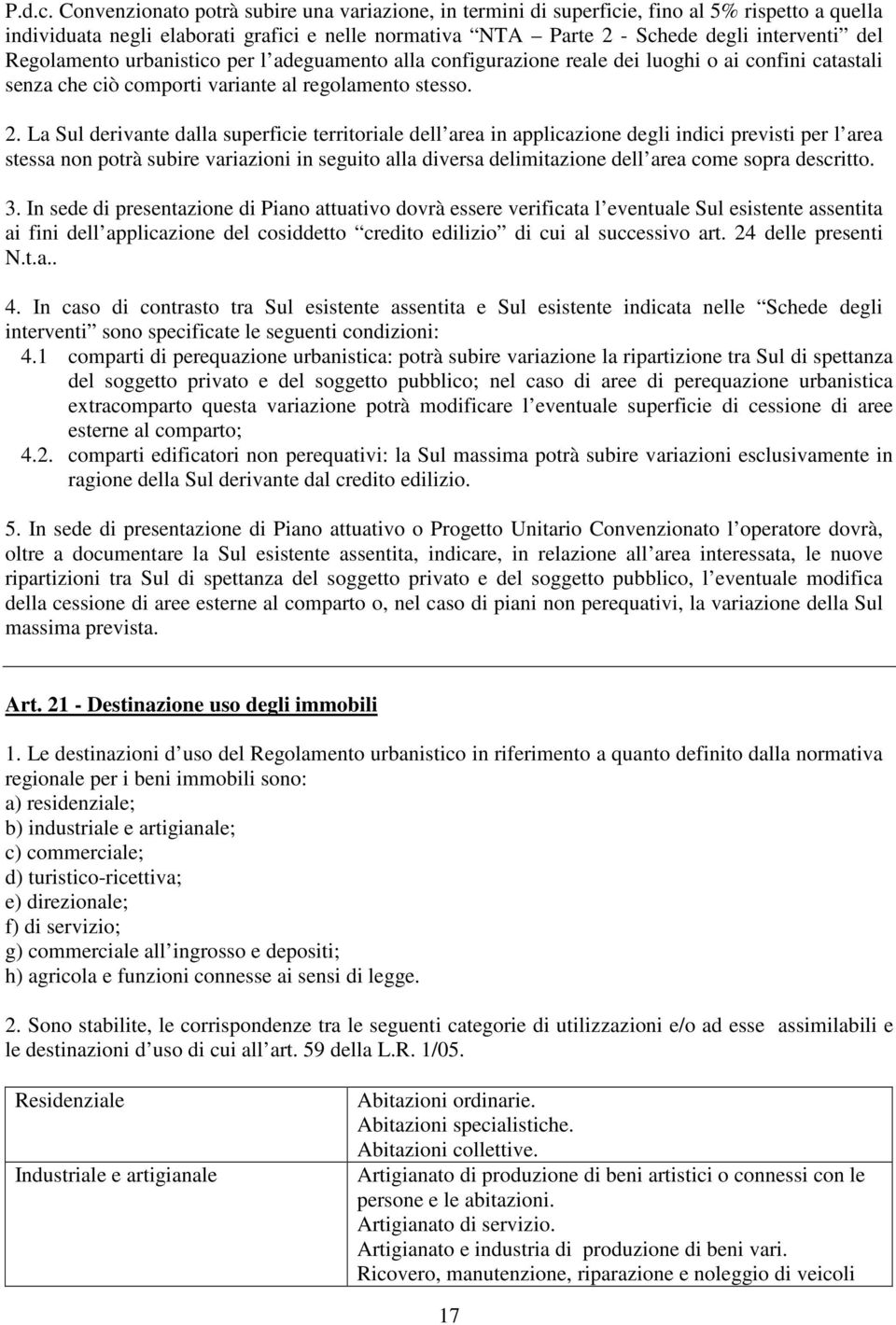 Regolamento urbanistico per l adeguamento alla configurazione reale dei luoghi o ai confini catastali senza che ciò comporti variante al regolamento stesso. 2.