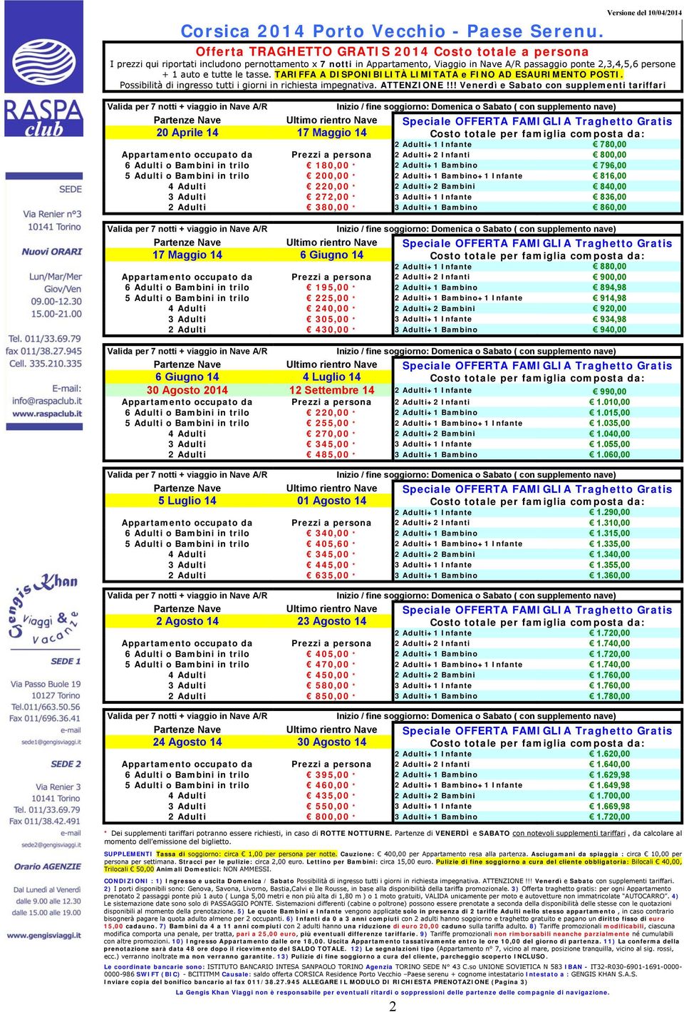 le tasse. TARIFFA A DISPONIBILITÀ LIMITATA e FINO AD ESAURIMENTO POSTI. Possibilità di ingresso tutti i giorni in richiesta impegnativa. ATTENZIONE!