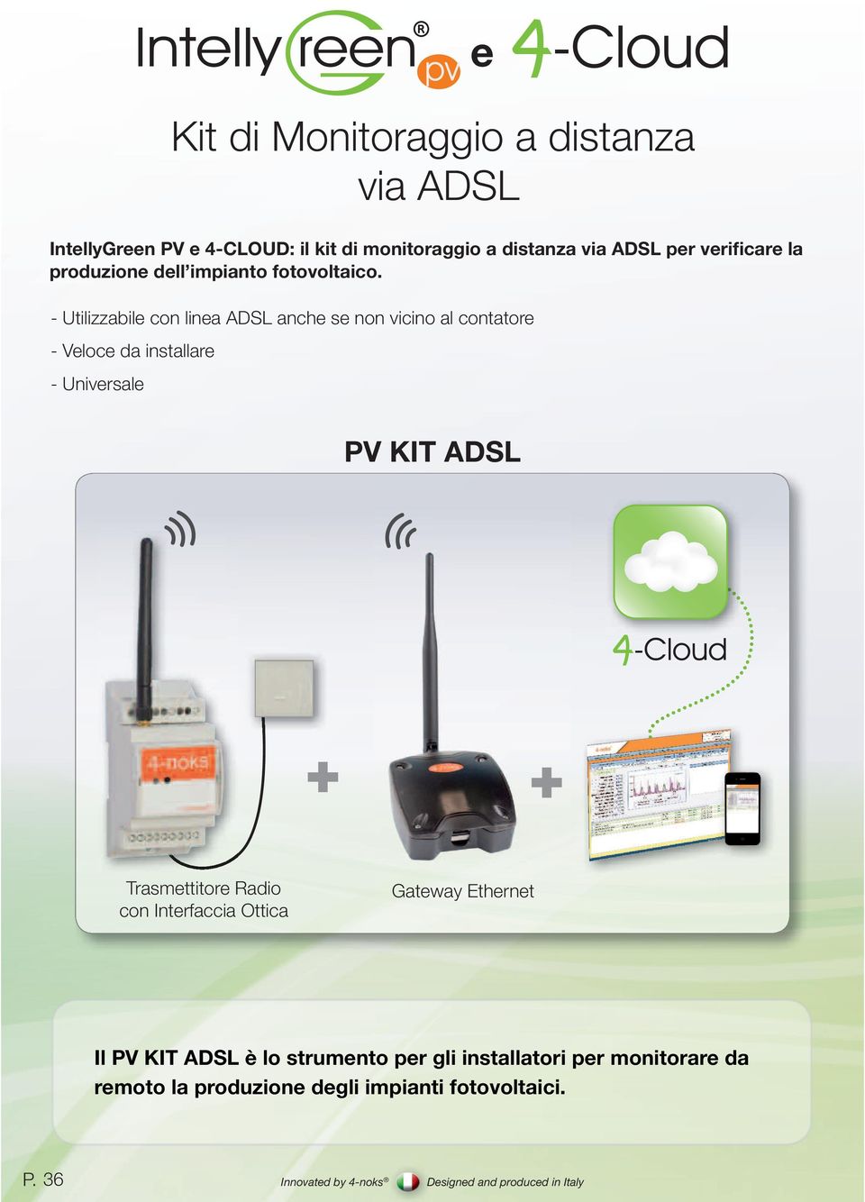 - Utilizzabile con linea ADSL anche se non vicino al contatore - Veloce da installare - Universale PV KIT ADSL