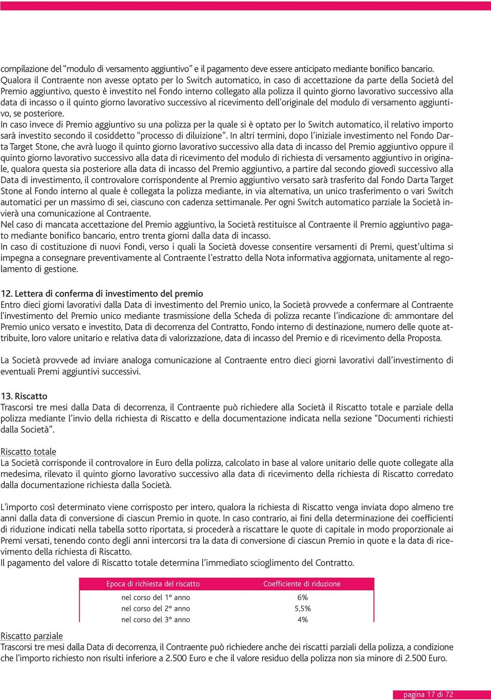 quinto giorno lavorativo successivo alla data di incasso o il quinto giorno lavorativo successivo al ricevimento dell'originale del modulo di versamento aggiuntivo, se posteriore.