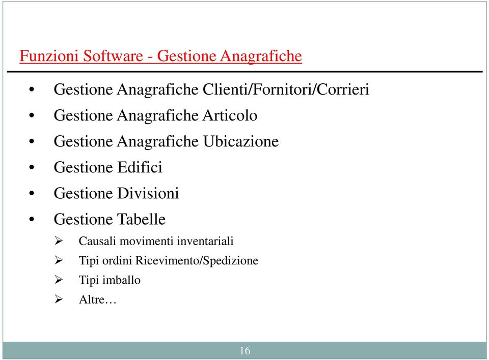 Anagrafiche Ubicazione Gestione Edifici Gestione Divisioni Gestione