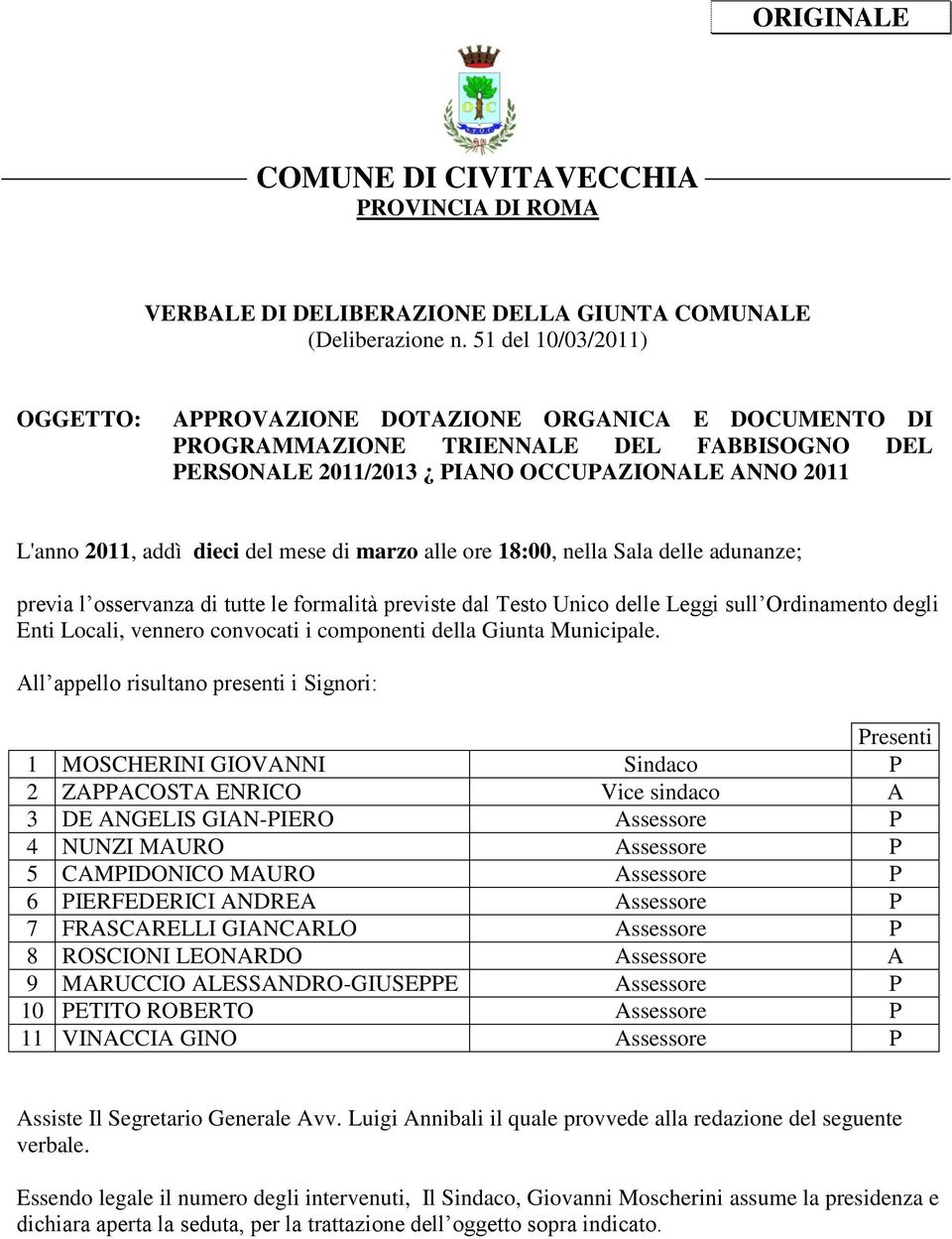 mese di marzo alle ore 18:00, nella Sala delle adunanze; previa l osservanza di tutte le formalità previste dal Testo Unico delle Leggi sull Ordinamento degli Enti Locali, vennero convocati i