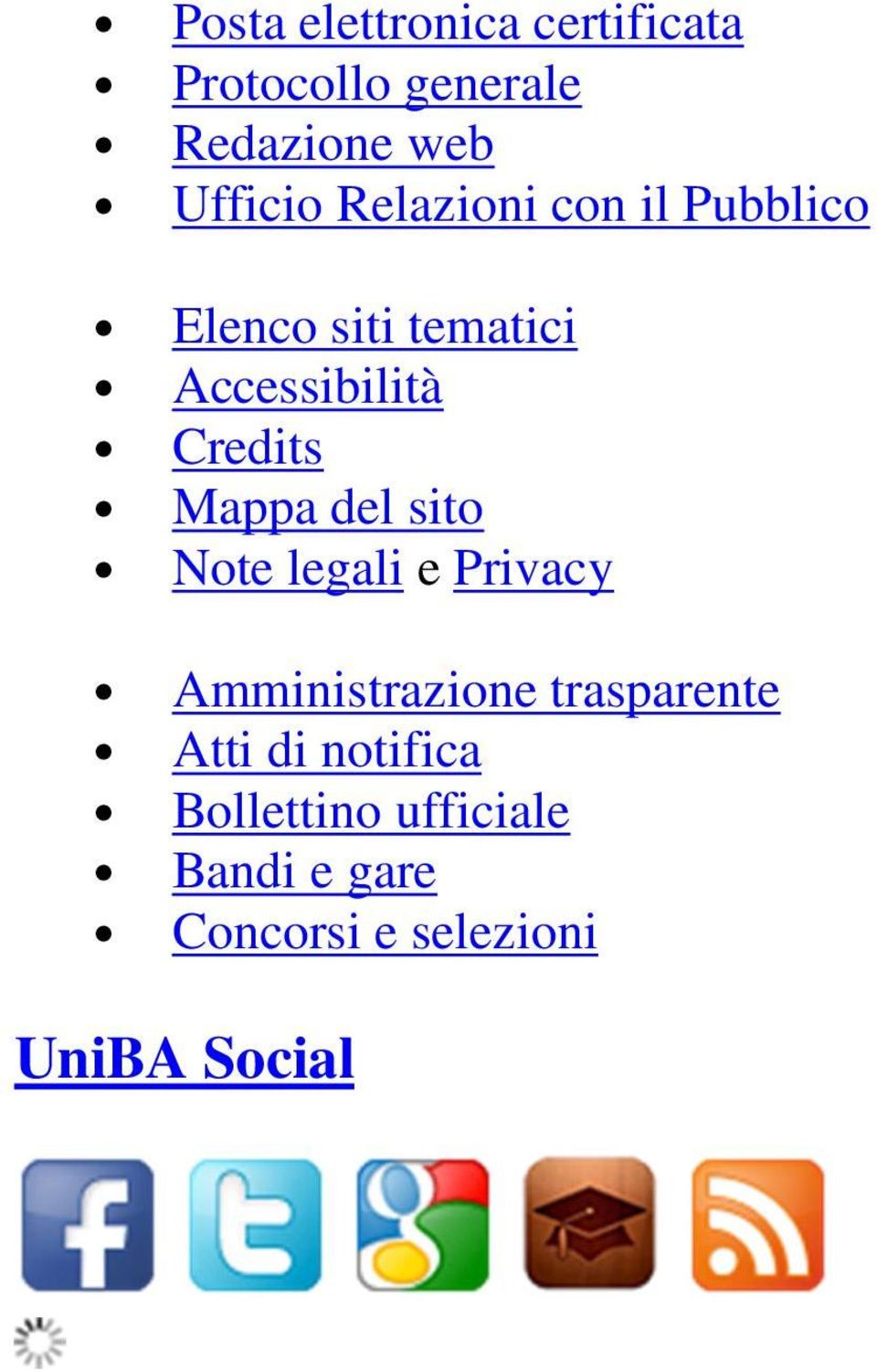 Mappa del sito Note legali e Privacy Amministrazione trasparente Atti di