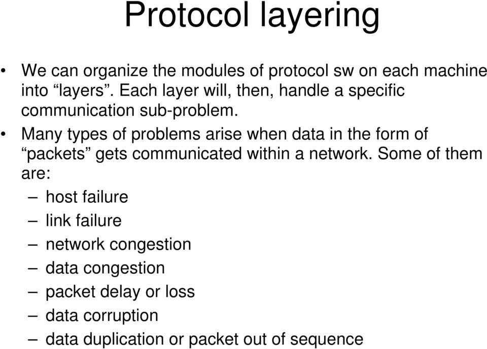 Many types of problems arise when data in the form of packets gets communicated within a network.