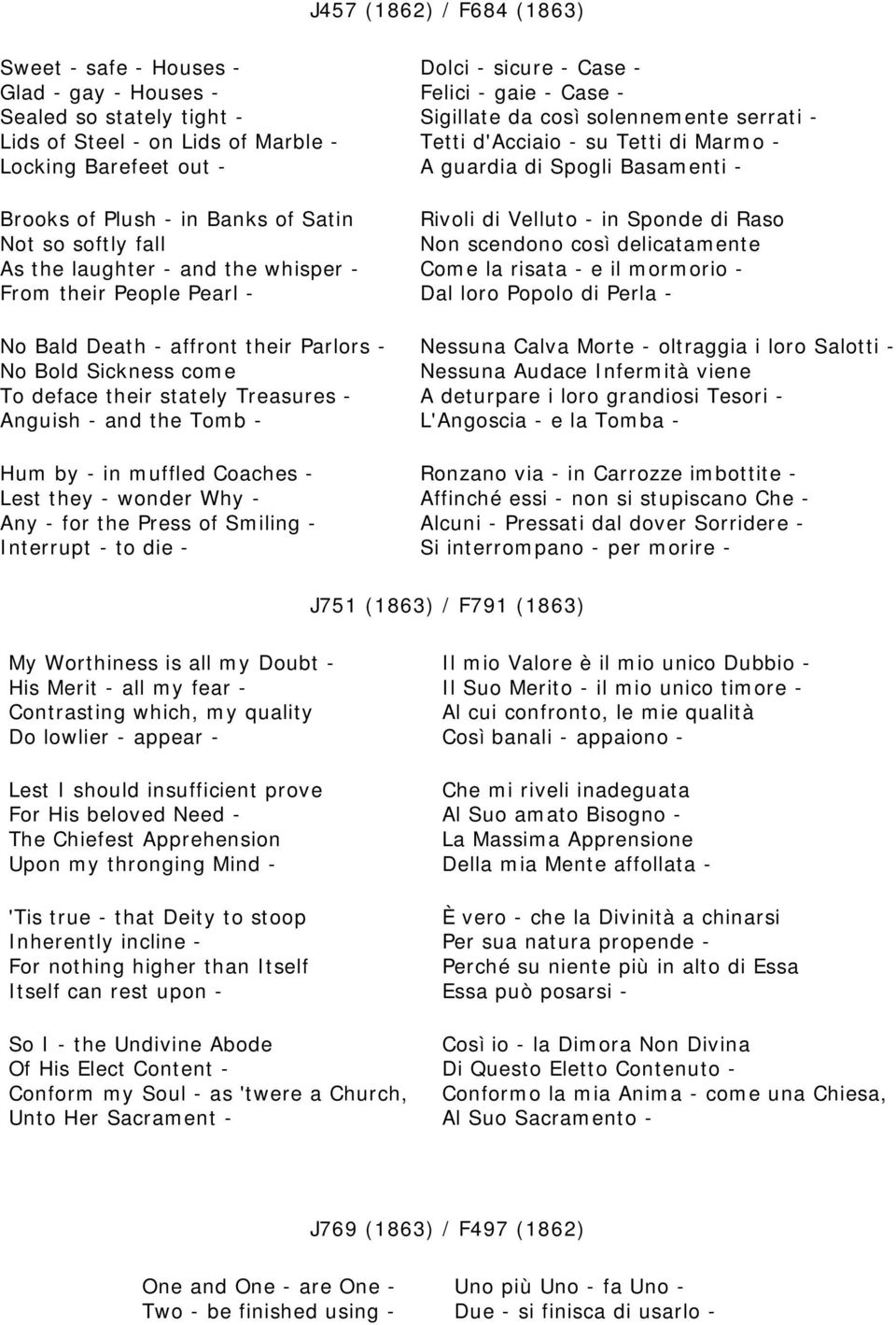 Hum by - in muffled Coaches - Lest they - wonder Why - Any - for the Press of Smiling - Interrupt - to die - Dolci - sicure - Case - Felici - gaie - Case - Sigillate da così solennemente serrati -