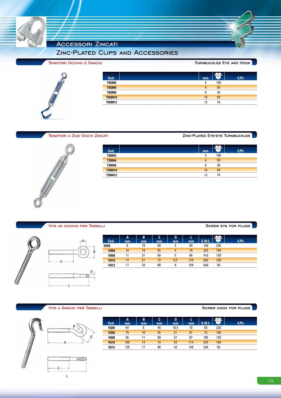 0 00 0 0 Vite ad occhio per Tasselli Screw eye for plugs C A B VO0 VO0 VO0 VO0 VO A mm 0 7 B mm 7 C mm 0 7 90 D mm, L mm 9 79 0