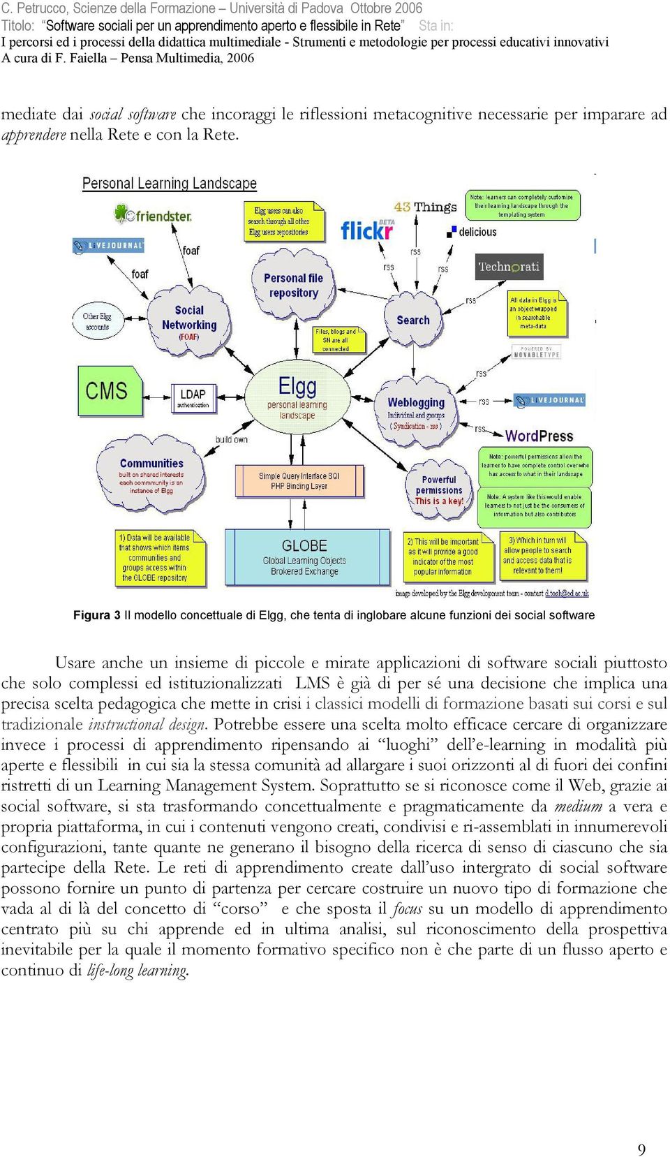 complessi ed istituzionalizzati LMS è già di per sé una decisione che implica una precisa scelta pedagogica che mette in crisi i classici modelli di formazione basati sui corsi e sul tradizionale