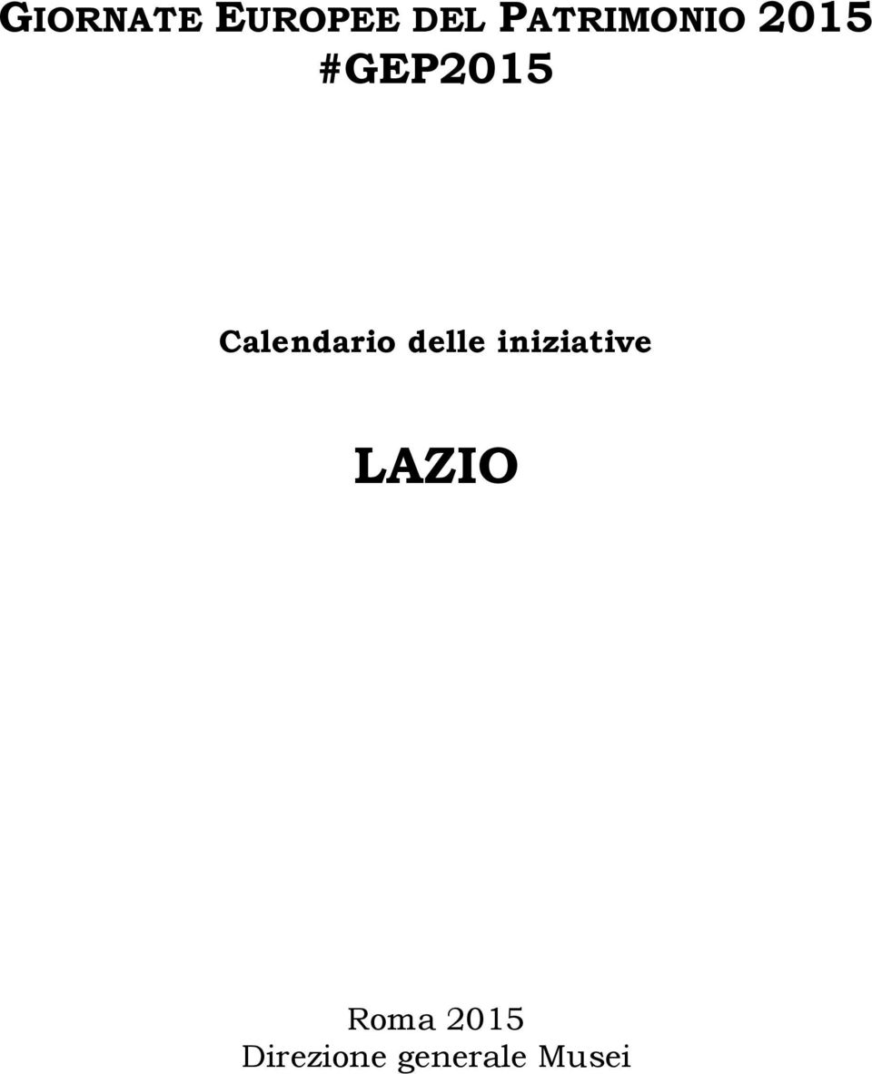 Calendario delle iniziative