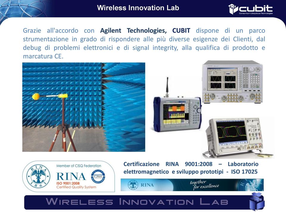 debug di problemi elettronici e di signal integrity, alla qualifica di prodotto e