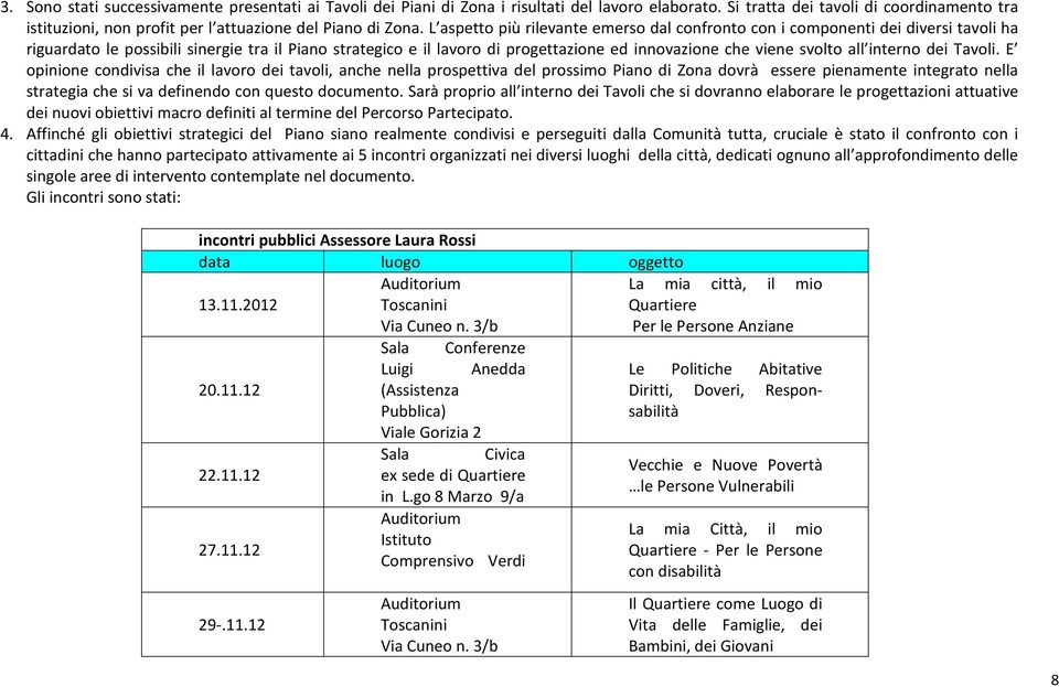 L aspetto più rilevante emerso dal confronto con i componenti dei diversi tavoli ha riguardato le possibili sinergie tra il Piano strategico e il lavoro di progettazione ed innovazione che viene