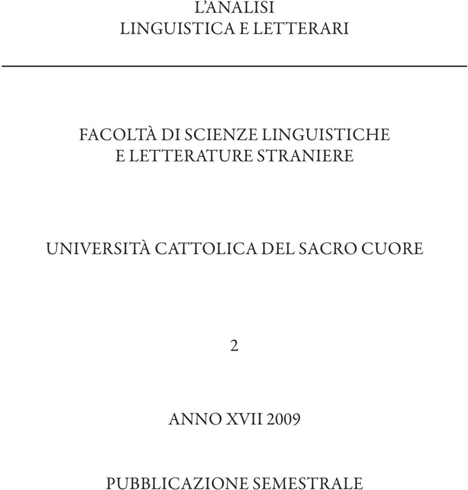 STRANIERE UNIVERSITÀ CATTOLICA DEL SACRO