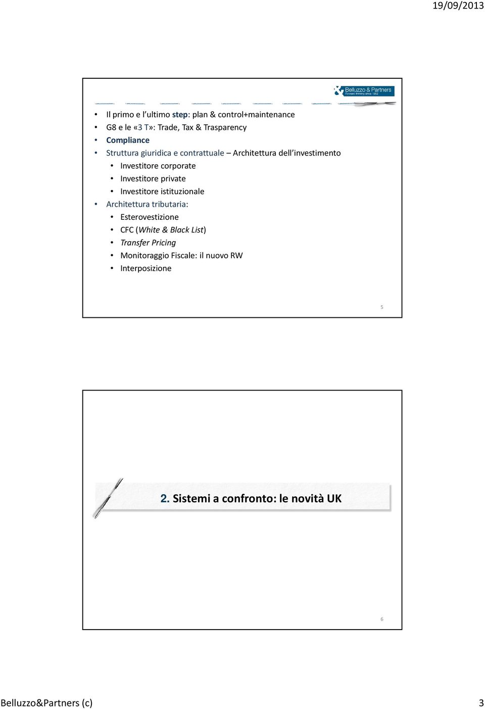 Investitore istituzionale Architettura tributaria: Esterovestizione CFC(White& Black List) Transfer