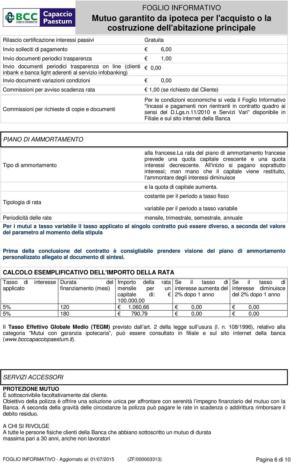 1,00 (se richiesto dal Client