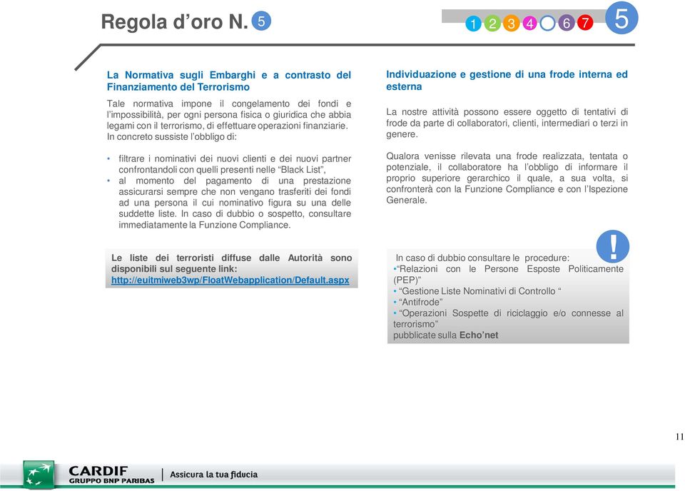 abbia legami con il terrorismo, di effettuare operazioni finanziarie.