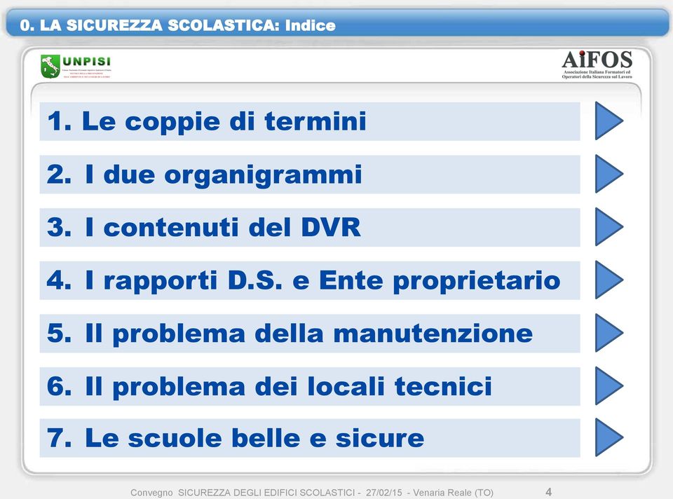 e Ente proprietario 5. Il problema della manutenzione 6.