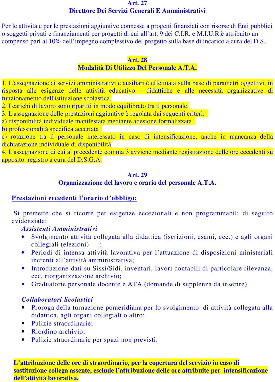 28 Modalità Di Utilizzo Del Personale A.T.A. 1.