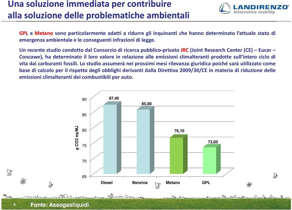 Un recente studio condotto dal Consorzio di ricerca pubblico-privato JRC(JointResearchCenter(CE) Eucar Concawe), ha determinato il loro valore in relazione alle emissioni climalteranti prodotte sull