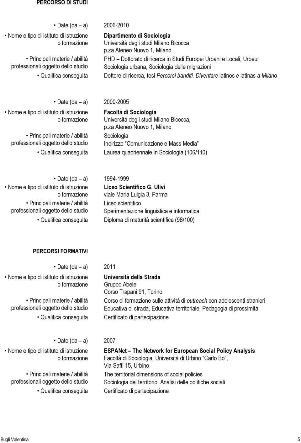 Diventare latinos e latinas a Milano Date (da a) 2000-2005 Facoltà di Sociologia Università degli studi Milano Bicocca, p.