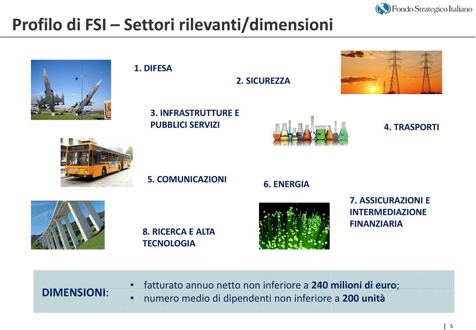 RICERCA E ALTA TECNOLOGIA 6. ENERGIA 7.