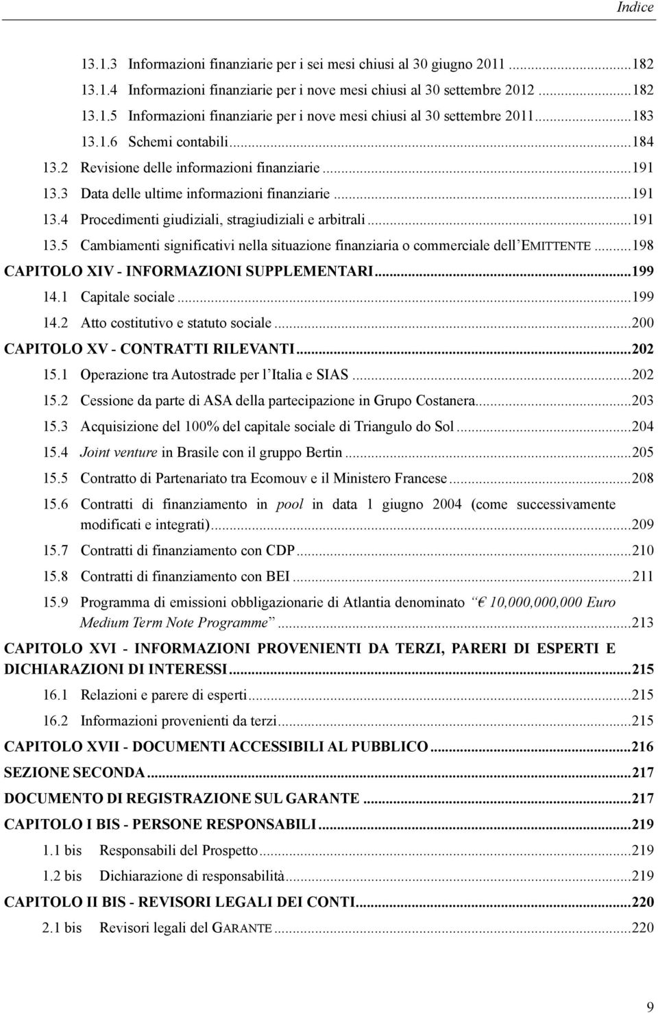 .. 191 13.5 Cambiamenti significativi nella situazione finanziaria o commerciale dell EMITTENTE... 198 CAPITOLO XIV - INFORMAZIONI SUPPLEMENTARI... 199 14.1 Capitale sociale... 199 14.2 Atto costitutivo e statuto sociale.