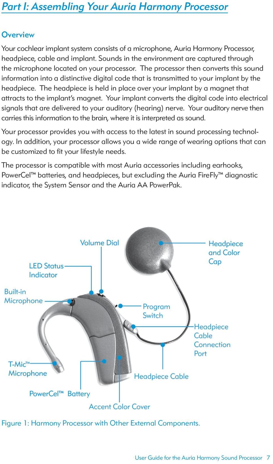 The processor then converts this sound information into a distinctive digital code that is transmitted to your implant by the headpiece.