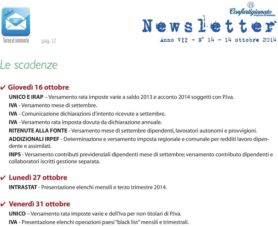 RITENUTE ALLA FONTE - Versamento mese di settembre dipendenti, lavoratori autonomi e provvigioni.