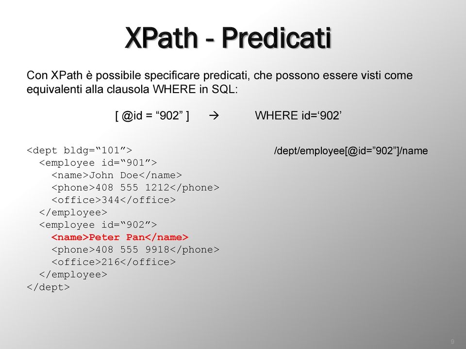 Doe</name> <phone>408 555 1212</phone> <office>344</office> </employee> <employee id= 902 > <name>peter