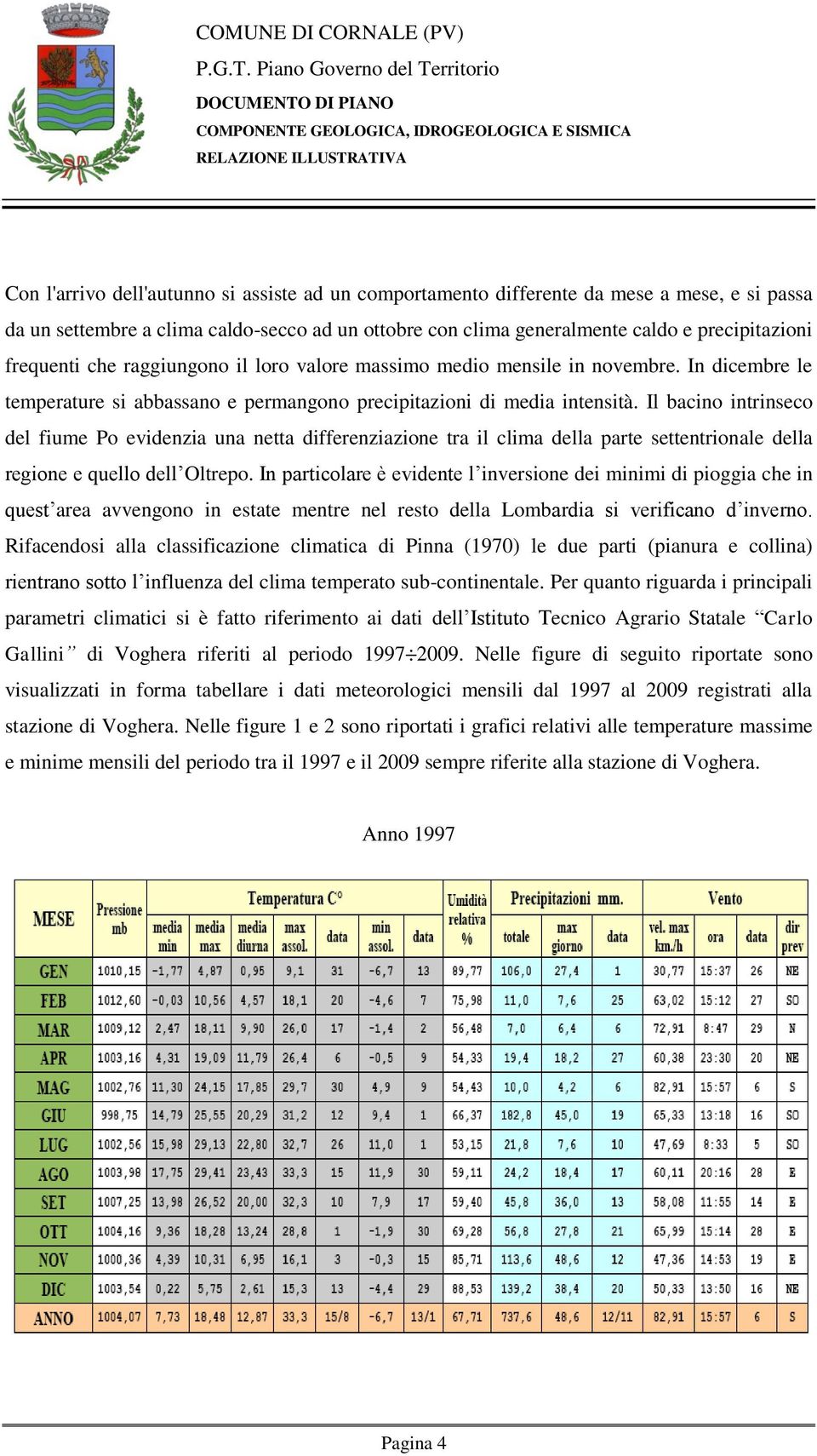 Il bacino intrinseco del fiume Po evidenzia una netta differenziazione tra il clima della parte settentrionale della regione e quello dell Oltrepo.