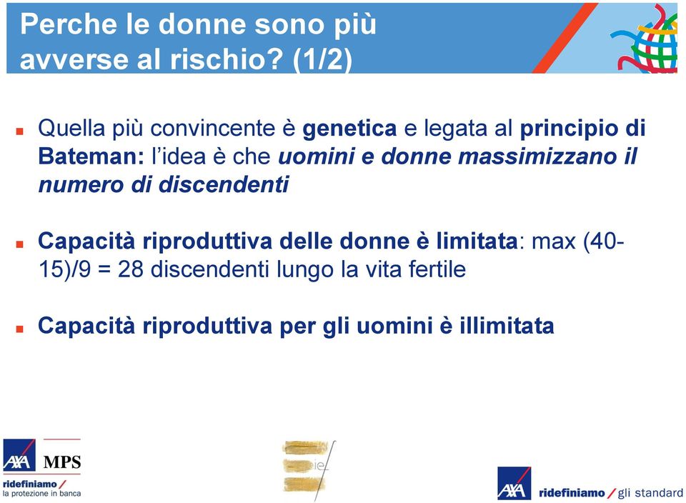 che uomini e donne massimizzano il numero di discendenti Capacità riproduttiva