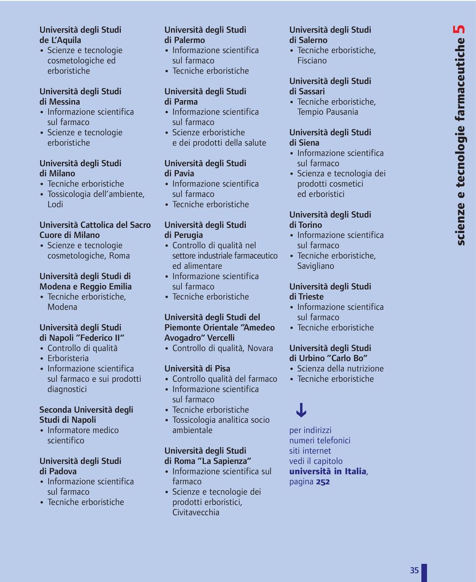 qualità Erboristeria Informazione scientifica sul farmaco e sui prodotti diagnostici Seconda Università degli Studi di Napoli Informatore medico scientifico di Padova Informazione scientifica sul