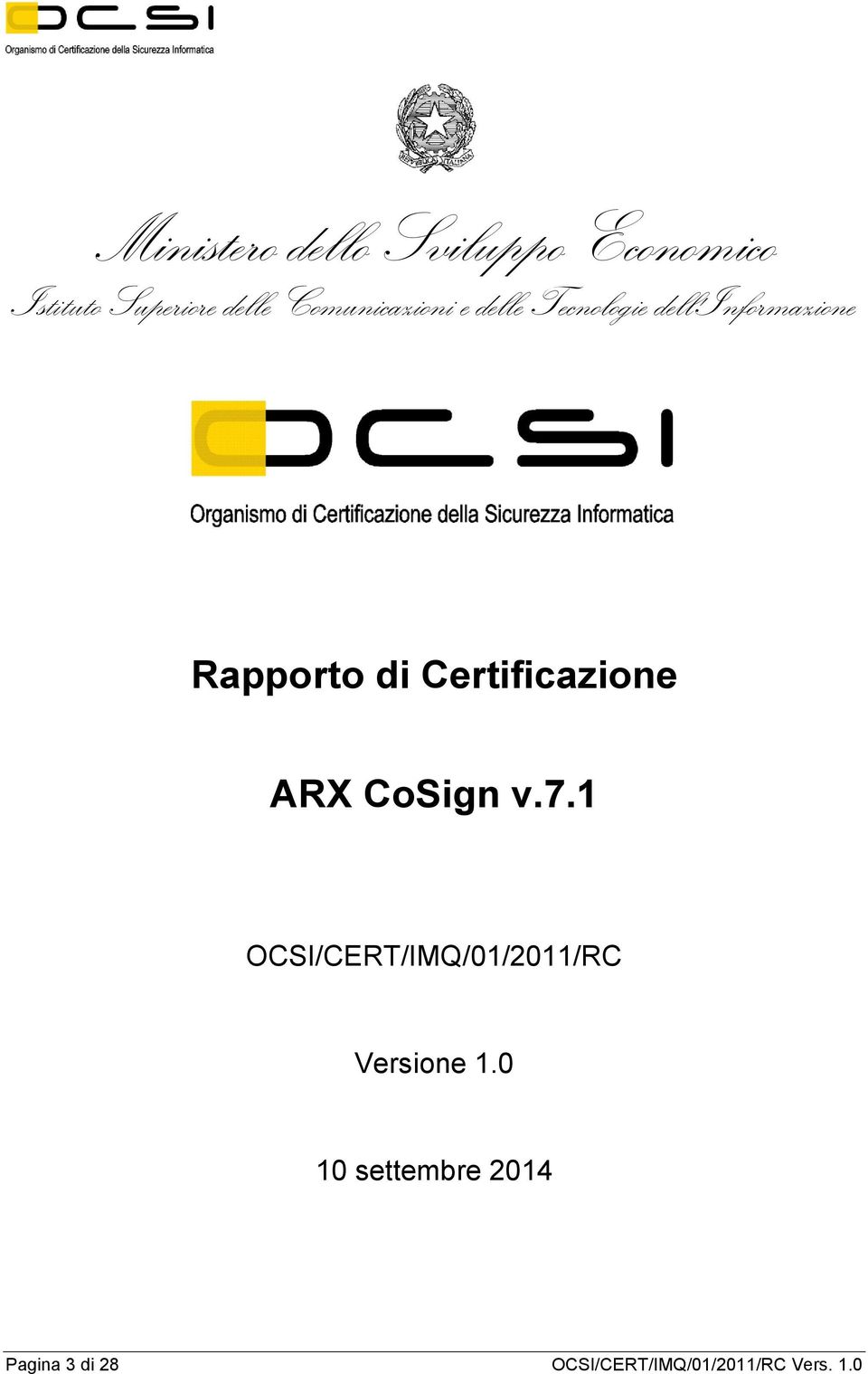 Certificazione ARX CoSign v.7.