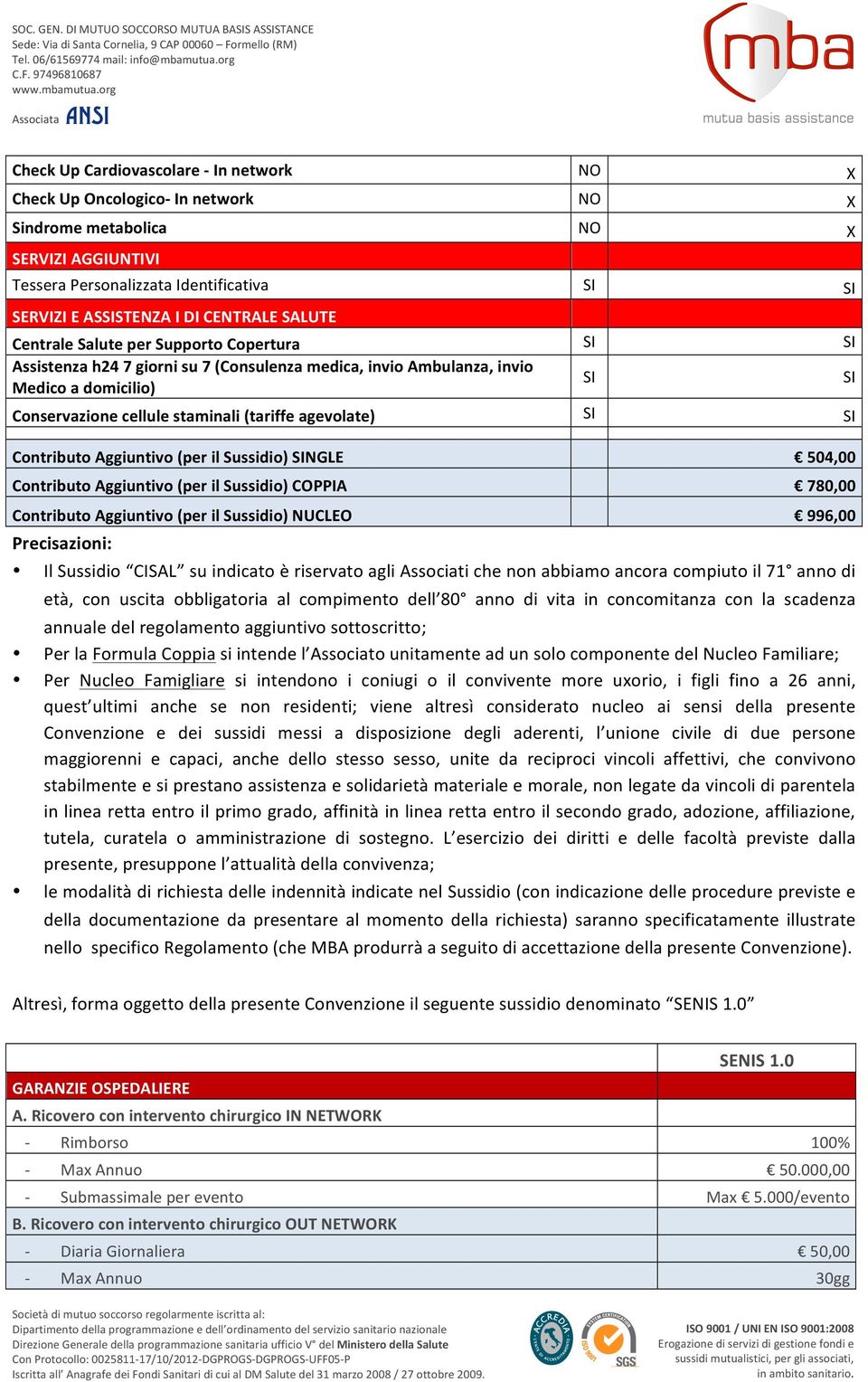 org Associata CheckUpCardiovascolare[Innetwork NO X CheckUpOncologico[Innetwork NO X Sindromemetabolica NO X SERVIZIAGGIUNTIVI TesseraPersonalizzataIdentificativa SI SI