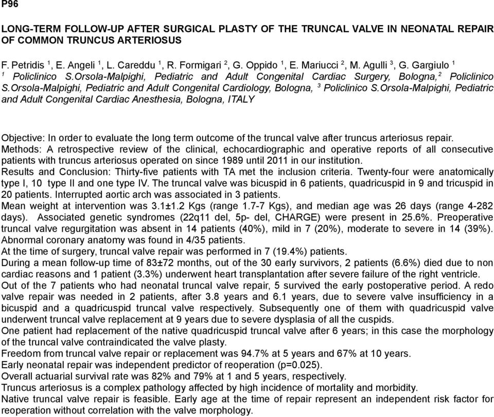 Orsola-Malpighi, Pediatric and Adult Congenital Cardiology, Bologna, 3 Policlinico S.